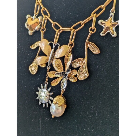 Zara Necklace Women Butterfly Floral Charms Gold Silver Mixed Festival Fairy NEW - Picture 3 of 12